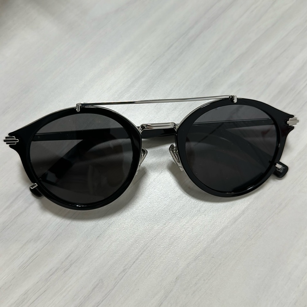 Dior R7U Black and Silver Sunglasses